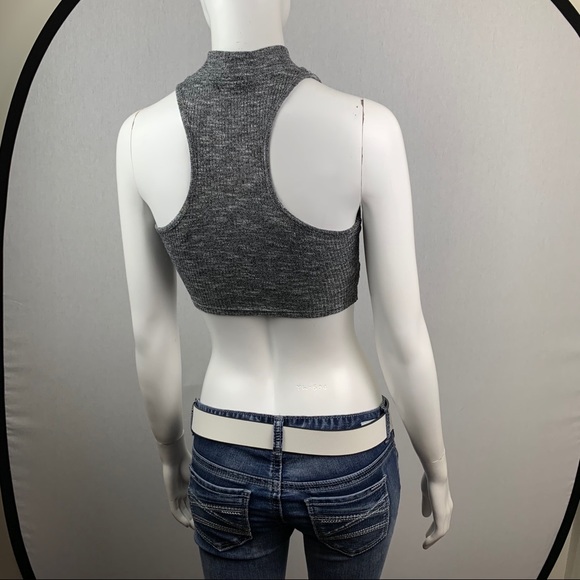 NWT Knit Open Front Crop Busty Racerback Tank Top - Picture 7 of 16